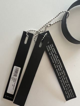 Amiri Pebbled Leather Silver Jax Bracelet New Black — view 3