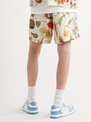 Amiri Printed Silk-Twill Drawstring Shorts Graphic Botanical (small) — view 4