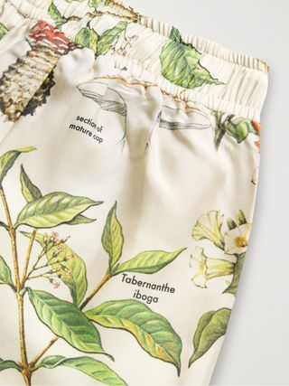 Amiri Printed Silk-Twill Drawstring Shorts Graphic Botanical (small) — view 5