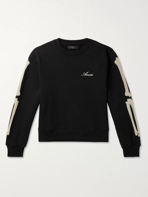 Amiri Printed Cotton-Jersey Sweatshirt Black Bones Logo Medium
