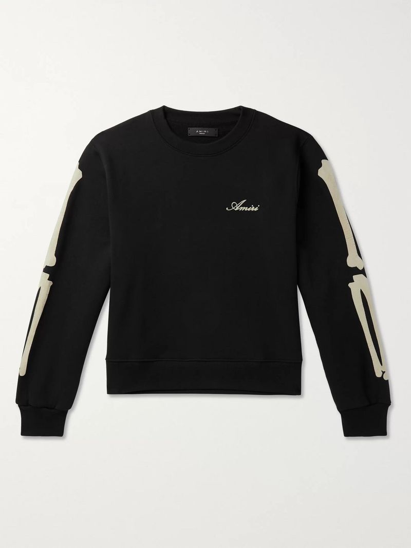 Amiri Printed Cotton-Jersey Sweatshirt Black Bones Logo Medium — view 1