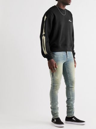Amiri Printed Cotton-Jersey Sweatshirt Black Bones Logo Medium — view 2