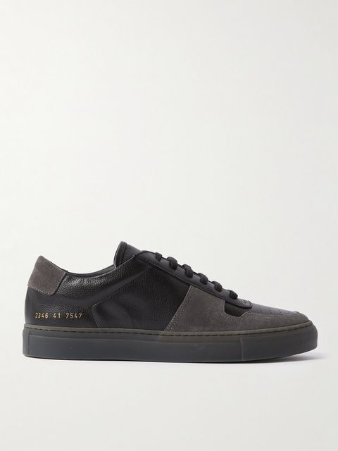Common Projects Bball Full-Grain Leather and Suede Sneakers