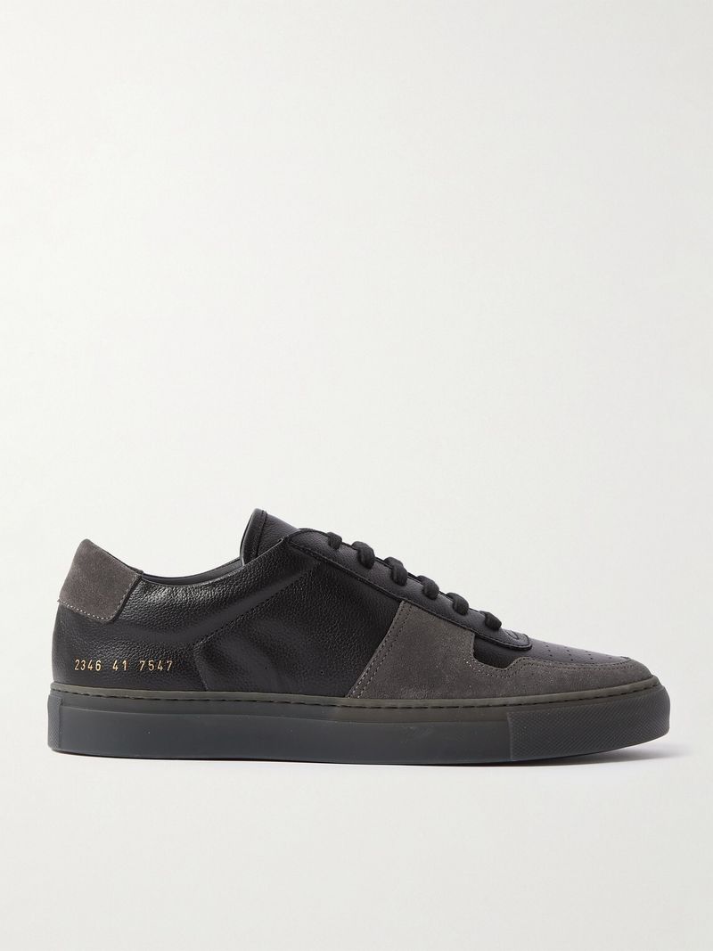 Common Project Bball Full-Grain Leather and Suede Sneakers — view 1