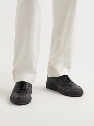 Common Project Bball Full-Grain Leather and Suede Sneakers — view 3