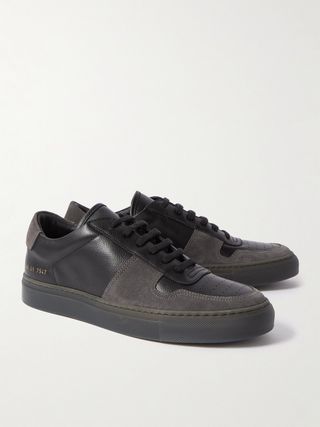 Common Project Bball Full-Grain Leather and Suede Sneakers — view 4