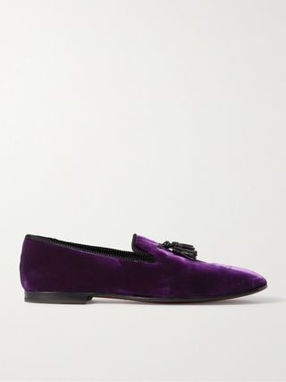 Tom Ford William Tasselled Leather Velvet Loafers Plum J1196T TVE009 U600 Purple — view 2