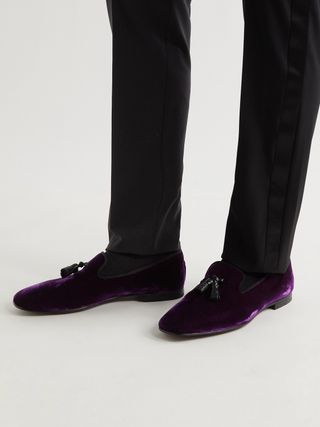 Tom Ford William Tasselled Leather Velvet Loafers Plum J1196T TVE009 U600 Purple — view 3