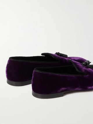 Tom Ford William Tasselled Leather Velvet Loafers Plum J1196T TVE009 U600 Purple — view 7