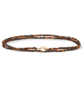 Luis Morais Multi-Stone and Gold Bracelet Wrap Tiger Eye Brown Skull — view 3