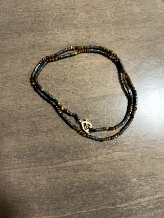 Luis Morais Multi-Stone and Gold Bracelet Wrap Tiger Eye Brown Skull — view 5