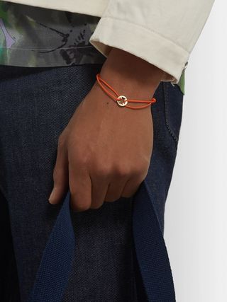 Luis Morais Bracelet 14K Gold Cord Adjustable Heraldic Cross Charm Orange — view 2