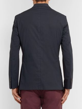 Ermenegildo Zegna Navy Stretch-Cotton Poplin Suit Jacket — view 3