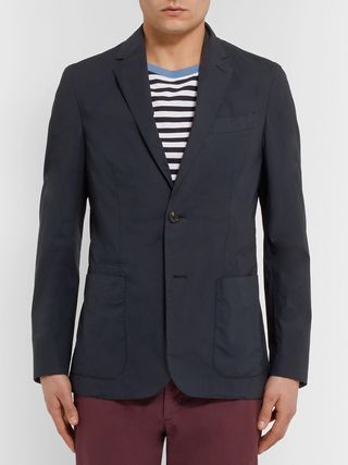 Ermenegildo Zegna Navy Stretch-Cotton Poplin Suit Jacket — view 2