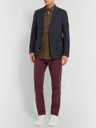 Ermenegildo Zegna Navy Stretch-Cotton Poplin Suit Jacket — view 6
