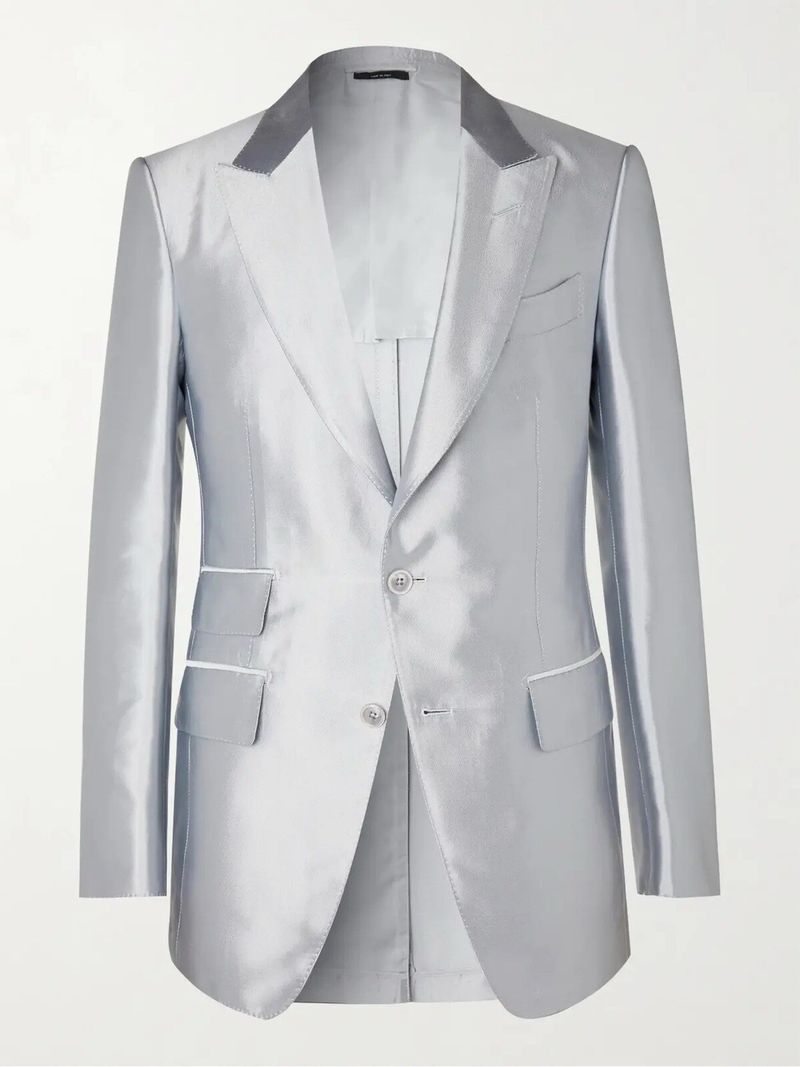 Tom Ford Silver Atticus Slim-Fit Satin-Twill Tuxedo Jacket 48 M 639R31 — view 1