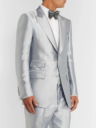 Tom Ford Silver Atticus Slim-Fit Satin-Twill Tuxedo Jacket 48 M 639R31 — view 3