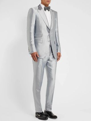 Tom Ford Silver Atticus Slim-Fit Satin-Twill Tuxedo Jacket 48 M 639R31 — view 4